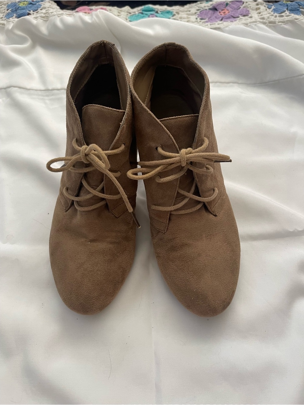 Classic Brown Suede Lace-Up Women's Ankle Booties